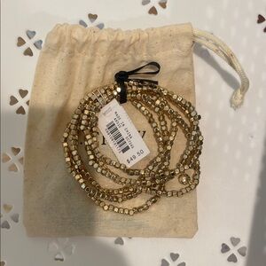 J.Crew Gold Metallic Beaded Bracelet Set